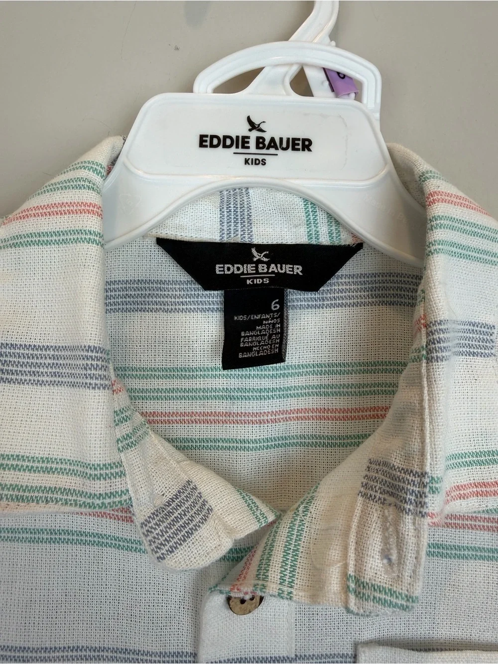 Eddie Bauer Boys 2 Pc Outfit Set Size 6 Striped Button Down Teal Shorts
